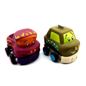 Battat B Wheels Soft Toy Cars Chunky Pull Back Baby Toddler Children Lot of 2